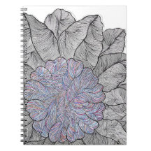 Handgetekend abstract bloemenspiraal notitieboek 