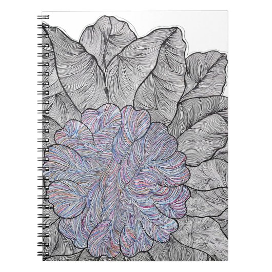 Handgetekend abstract bloemenspiraal notitieboek (Voorkant)