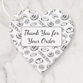 Handgetekend bakkerijpatroon Hart Bedankt Bedankjes Labels