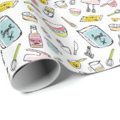 Handgetekend bakpatroon, omslagpapier cadeaupapier (Rol Hoek)