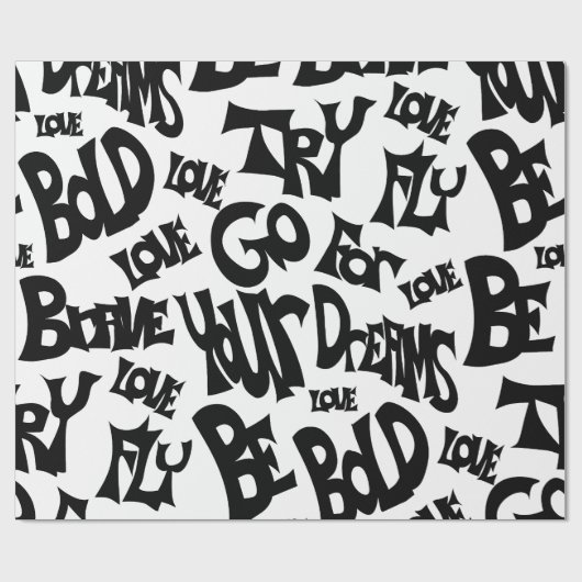 Handgetekend "Be Brave Be Bold" inpakpapier (Vlak)