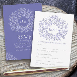 handgetekend bladmonogram RSVP bruiloft Kaartje
