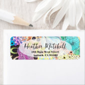 Handgetekend Bloemen Artistiek Vibrant Retouradres Etiket (Insitu)