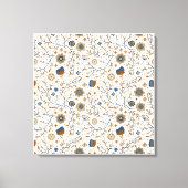 handgetekend bloemmotief in blauw, Sinaasappel Canvas Afdruk (Voorkant)