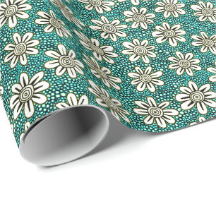Handgetekend bloempatroon 140617 - Kleuren 01 Cadeaupapier