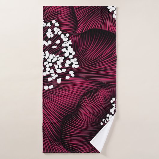 Handgetekend bloempatroon met kamelia-bloemen badhanddoek (Badhanddoek)