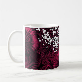 Handgetekend bloempatroon met kamelia-bloemen koffiemok