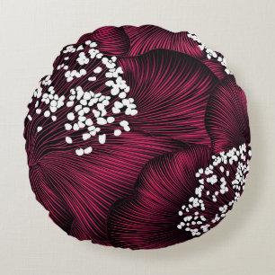 Handgetekend bloempatroon met kamelia-bloemen rond kussen