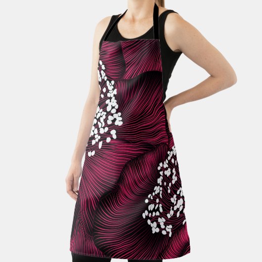 Handgetekend bloempatroon met kamelia-bloemen schort (Insitu)