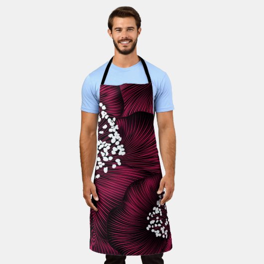 Handgetekend bloempatroon met kamelia-bloemen schort (Gedragen)