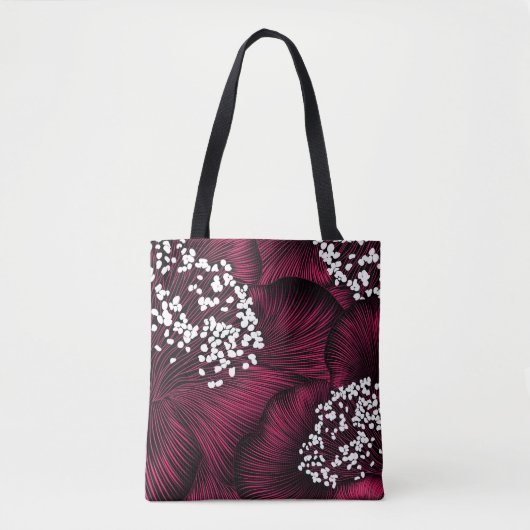 Handgetekend bloempatroon met kamelia-bloemen tote bag (Voorkant)