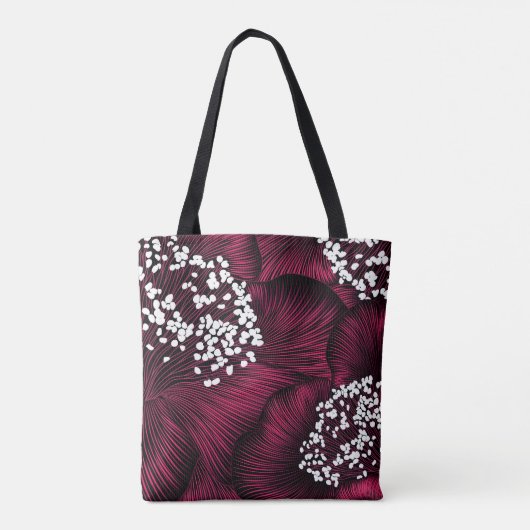 Handgetekend bloempatroon met kamelia-bloemen tote bag (Achterkant)