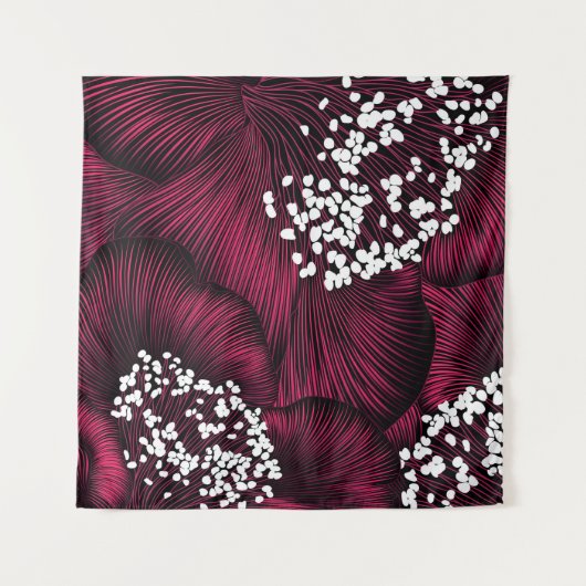 Handgetekend bloempatroon met kamelia-bloemen wandkleed (Voorkant (horizontaal))