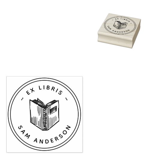  handgetekend boek rond bibliotheek ex libris rubberstempel (Gestempeld)