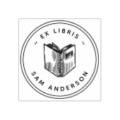 handgetekend boek rond bibliotheek ex libris rubberstempel (Afrduk)