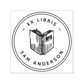 handgetekend boek rond bibliotheek ex libris zelfinktende stempel (Design)