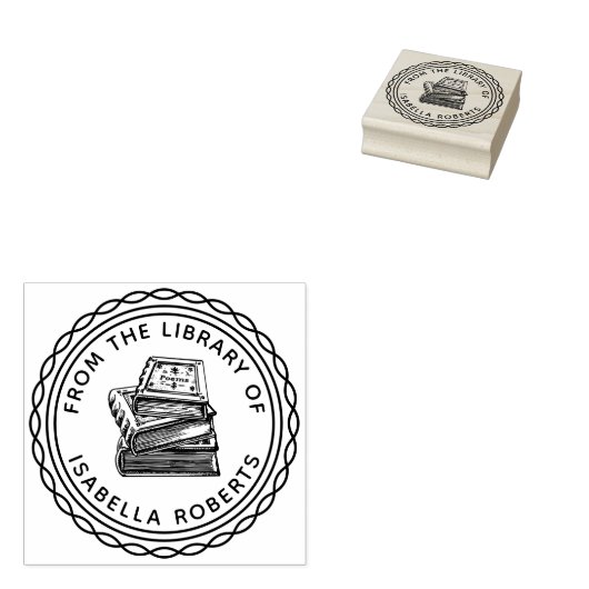  handgetekend boek rond uit de bibliotheek van rubberstempel (Gestempeld)