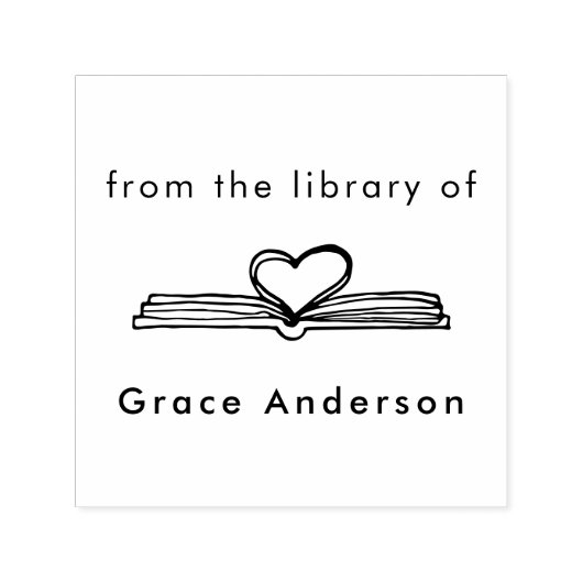 Handgetekend boekhart uit de bibliotheek van  zelfinktende stempel (Design)