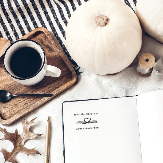 Handgetekend boekhart uit de bibliotheek van zelfinktende stempel