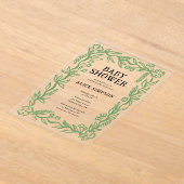 handgetekend botanisch Baby shower Acryl Uitnodigingen (Laagn)