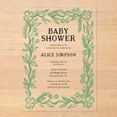 handgetekend botanisch Baby shower Acryl Uitnodigingen (Voorkant)