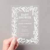 handgetekend botanisch Baby shower Acryl Uitnodigingen (Insitu (Draagbaar))