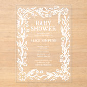 handgetekend botanisch Baby shower Acryl Uitnodigingen (Voorkant)