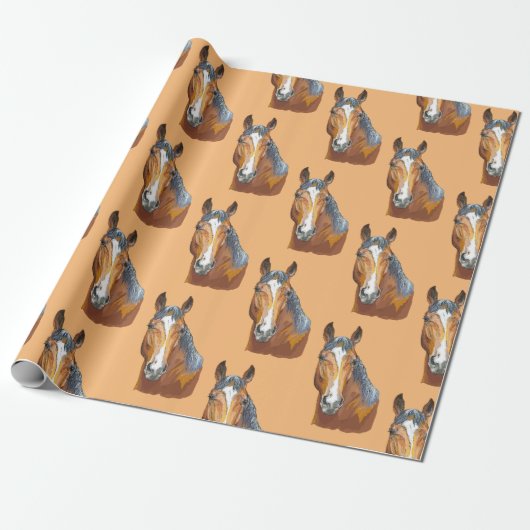 Handgetekend bruin paard cadeaupapier (Uitgerold)
