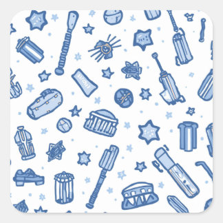Handgetekend Cricket Doodle Naadloos Patroon Pret Vierkante Sticker
