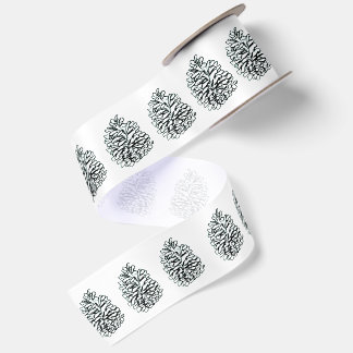 Handgetekend Dennenkegelpatroon Kerst Satijnen Lint