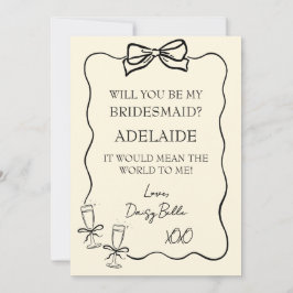 Handgetekend Doodle Bruidsmeisje Voorstel Geel Kaart