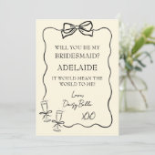 Handgetekend Doodle Bruidsmeisje Voorstel Geel Kaart (Staand voorkant)