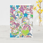 Handgetekend door EDDArt - Sterren en Harten 1 Kaart (Gele Bloem)