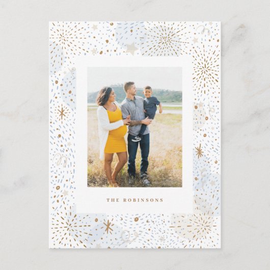 Handgetekend Fireworks New Years Photo Briefkaart (Voorkant)