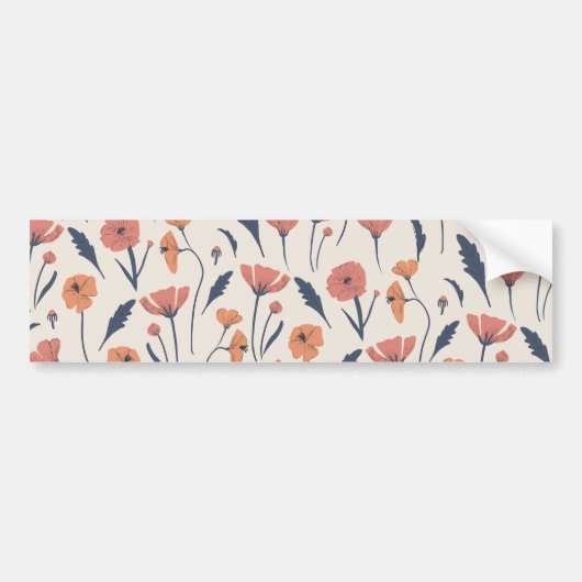 Handgetekend floreel patroon bumpersticker (Voorkant)