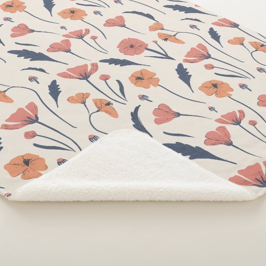 Handgetekend floreel patroon sherpa deken (3/4)