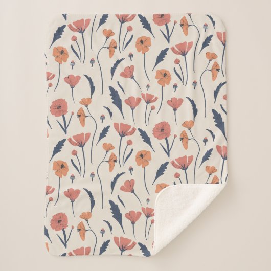 Handgetekend floreel patroon sherpa deken (Voorkant)