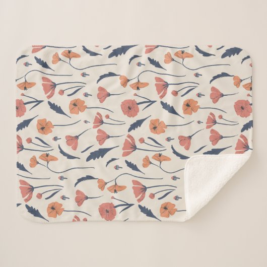 Handgetekend floreel patroon sherpa deken (Voorkant (horizontaal))