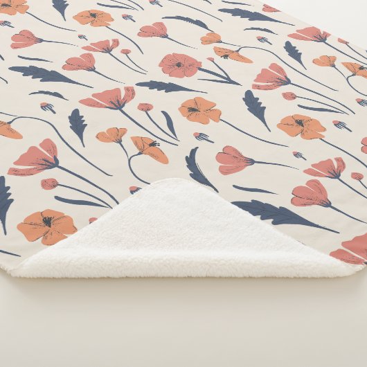 Handgetekend floreel patroon sherpa deken (3/4)