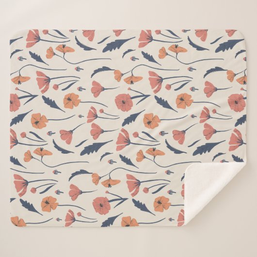 Handgetekend floreel patroon sherpa deken (Voorkant (horizontaal))