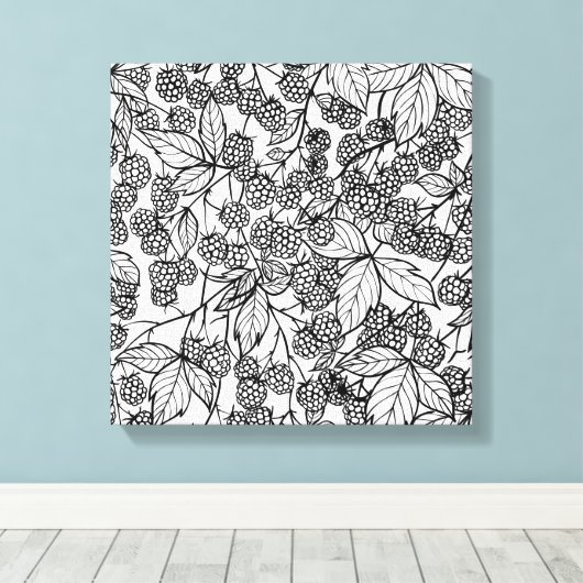 handgetekend frambozen canvas afdruk (Insitu (Houten vloer))