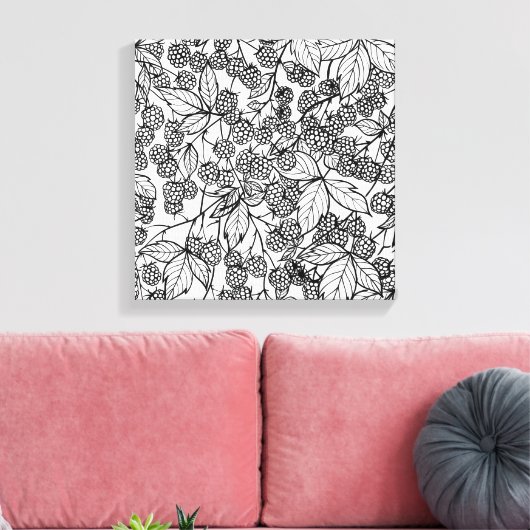 handgetekend frambozen canvas afdruk (Insitu (Woonkamer))