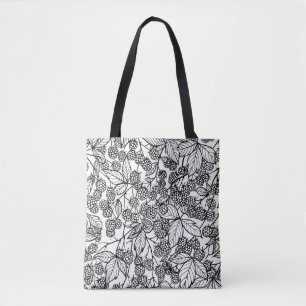 handgetekend frambozen tote bag