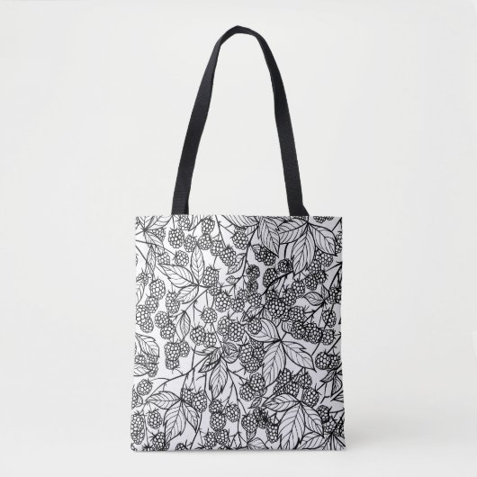 handgetekend frambozen tote bag (Voorkant)