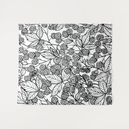 handgetekend frambozen wandkleed (Voorkant (horizontaal))