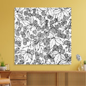 Handgetekend frambozenpatroon canvas afdruk (Insitu (Woonkamer))