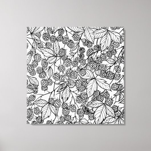 Handgetekend frambozenpatroon canvas afdruk (Voorkant)