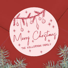 Handgetekend Gek Merry Christmas Ronde Sticker