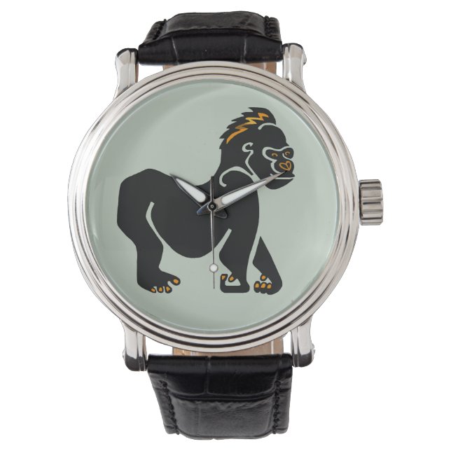Handgetekend - GORILLA - Primaat - Aap - Afrika - Horloge (Voorkant)
