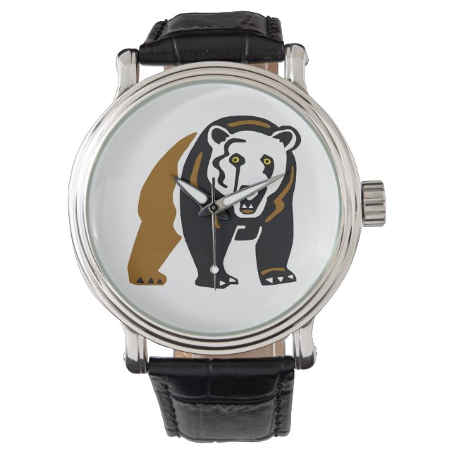 Handgetekend - GRIZZLY Beer - Wildlife - USA Horloge (Voorkant)